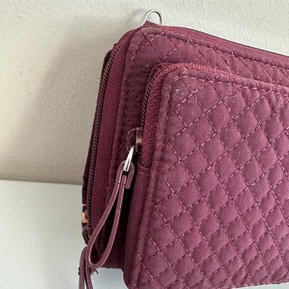Vera Bradley Wine Microfiber RFID Deluxe All Together Crossbody Wallet NO Straps - Picture 3 of 11